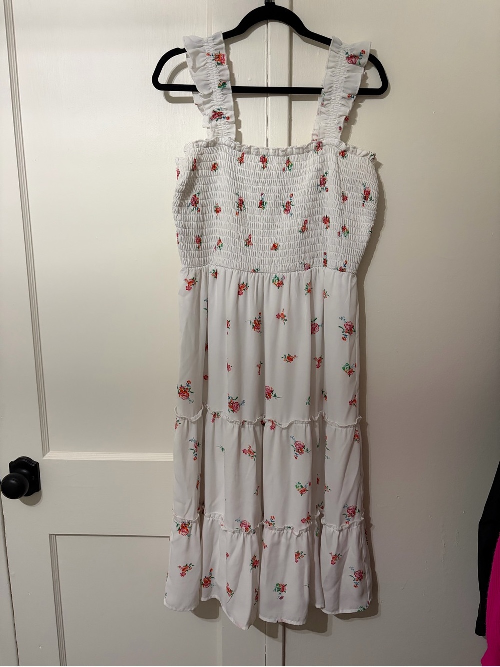 White Floral Midi Dress